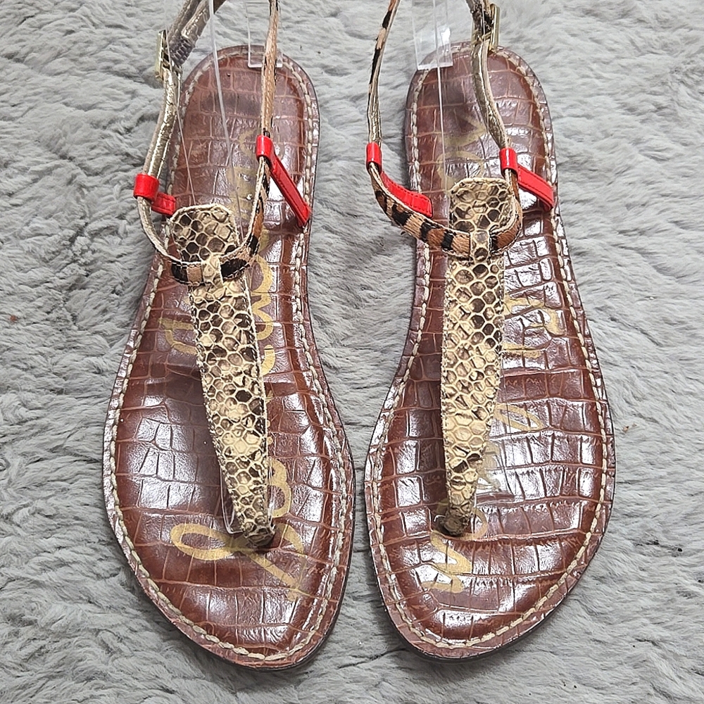 Sam Edelman snake and fur print strappy sandals size 8.5